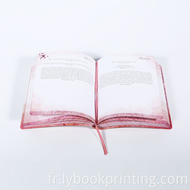 OEM Impression personnalisée Livre de couverture rigide anglaise rose de haute qualité avec livre de ruban Mark